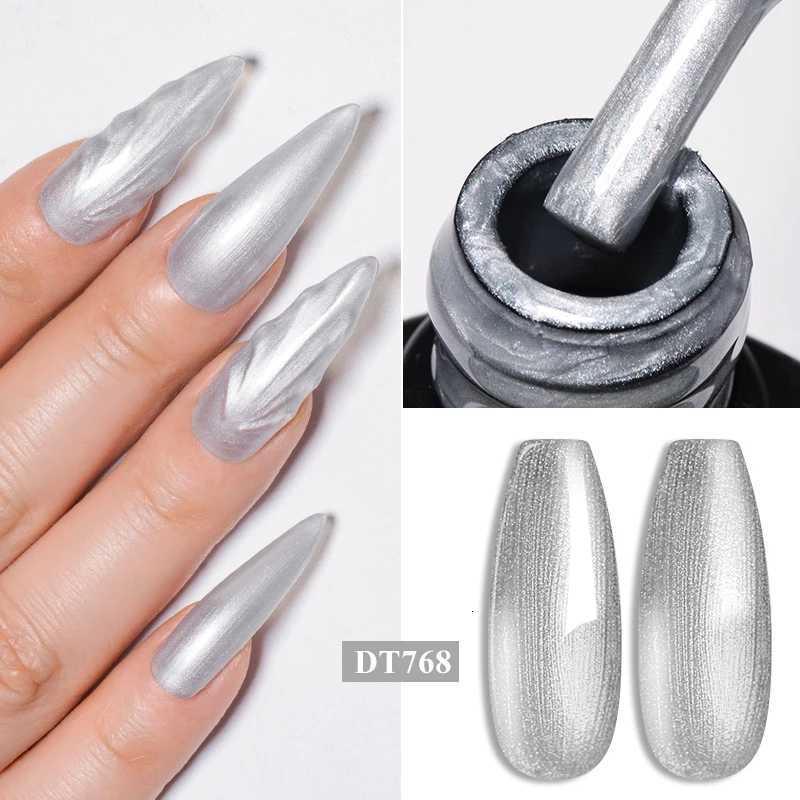 MEET ACROSS 7ml Red Metallic Gel Nail Polish Gold Silver Mirror Nail Art Varnish Glitter Sparkly Semi Permanent Soak Off UV GelT251127