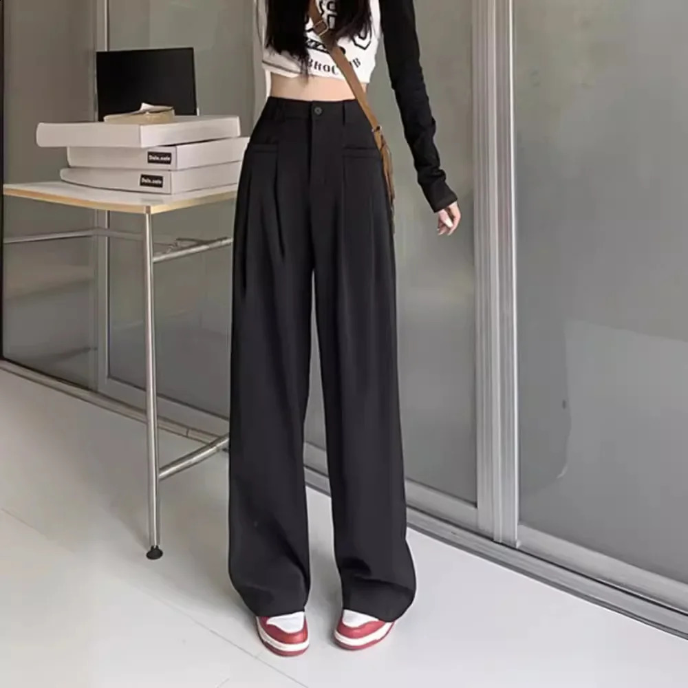 High waisted loose straight leg pants for comfortable womens casual spring and summer thin cut with a floral bell sole 250427