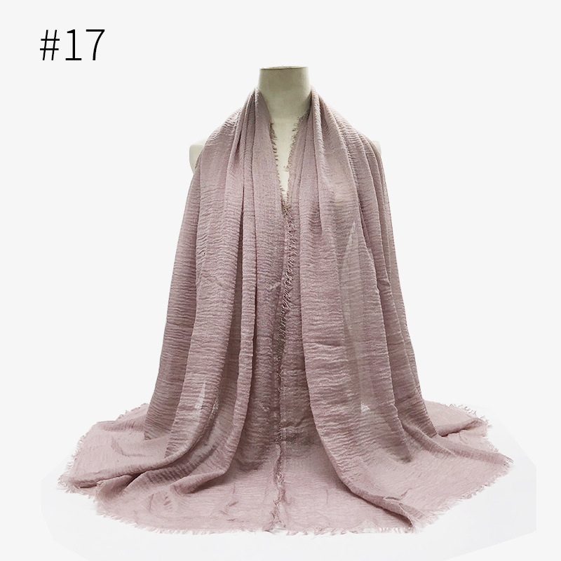 K537 Cross-border solid color ring velvet TR cotton monochrome wrinkle scarf women's head shawl manufacturer spot wholesale