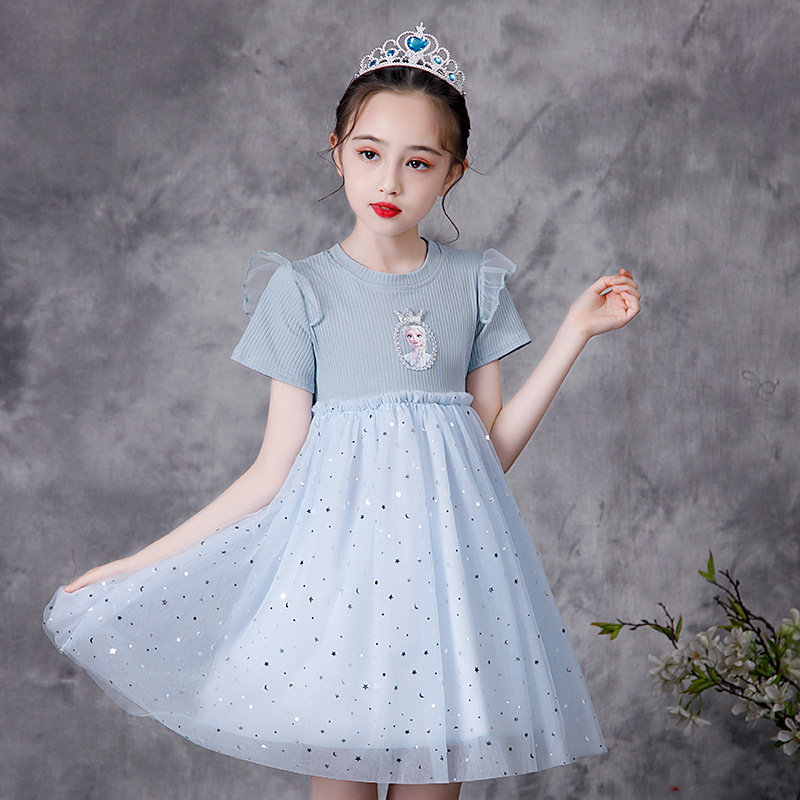 DISNEY Toddler designer clothes baby girl Elsa princess dress baby designer summer Frozen Elsa cotton children's party dress one-piece dress