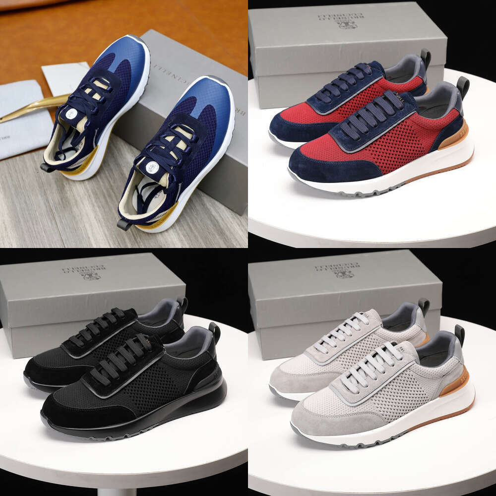 luxury leather Loafers dress shoe Brunello Cucinelli Mens womens designer sneaker BC low Knitted mesh Casual Flat walk run Outdoor sport tennis Training shoes