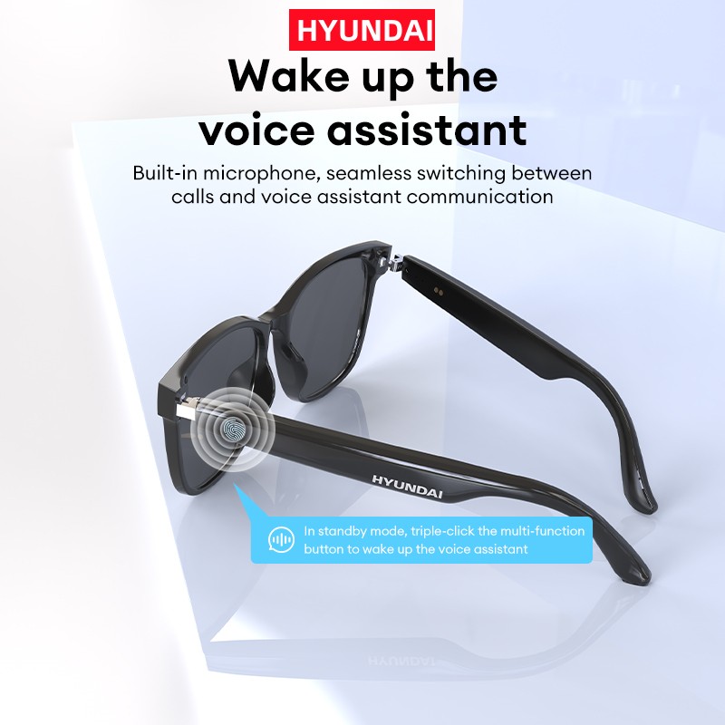 HYUNDAI Smart Glasses Bluetooth 5.4 Surround Sound Headphones Listen To Music Call Sunglasses HY-C8