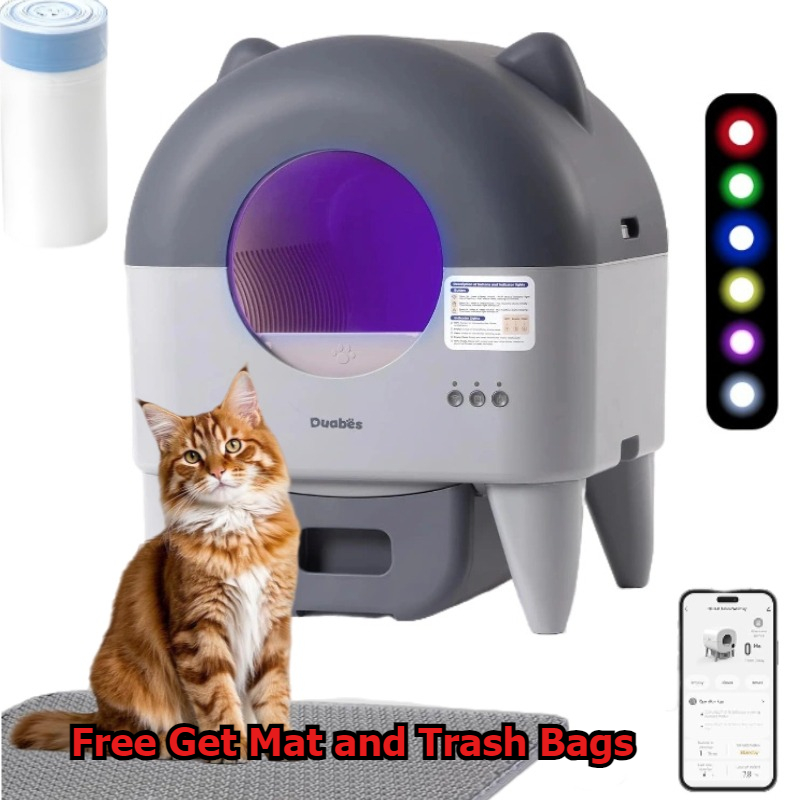 Self Cleaning Cat Litter Box: Extra Large Automatic Litter Box for Multiple Cats, Odor-Free, App-Controlled, Ambient Light Waste Disposal