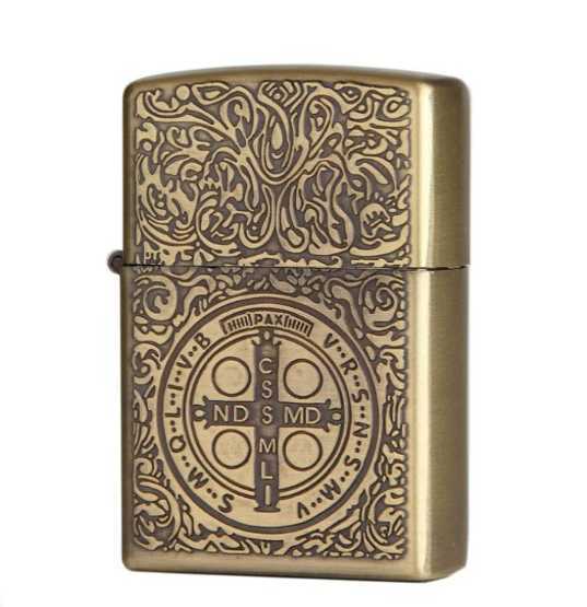 Constantin Engraved Kerosene Lighter, Vintage Oil Lighter, Antique Bronze Wealth Flower Gift C251127