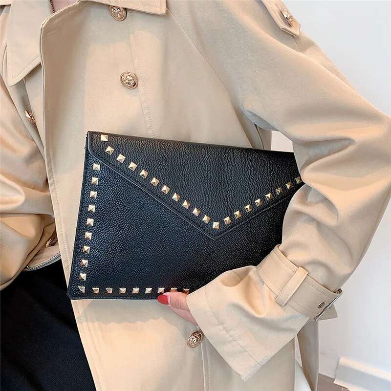 Fashion Rivet Women Clutches Party Ladies Dinner PU Leather Handbag Female Clutch Purse Brand Design Envelope Bag