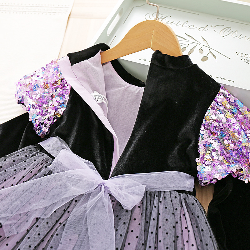 DISNEY Kids designer clothes girls' baby Crayon Lovelita princess dress children's long-sleeved dark puffy dress baby autumn clothing cool C