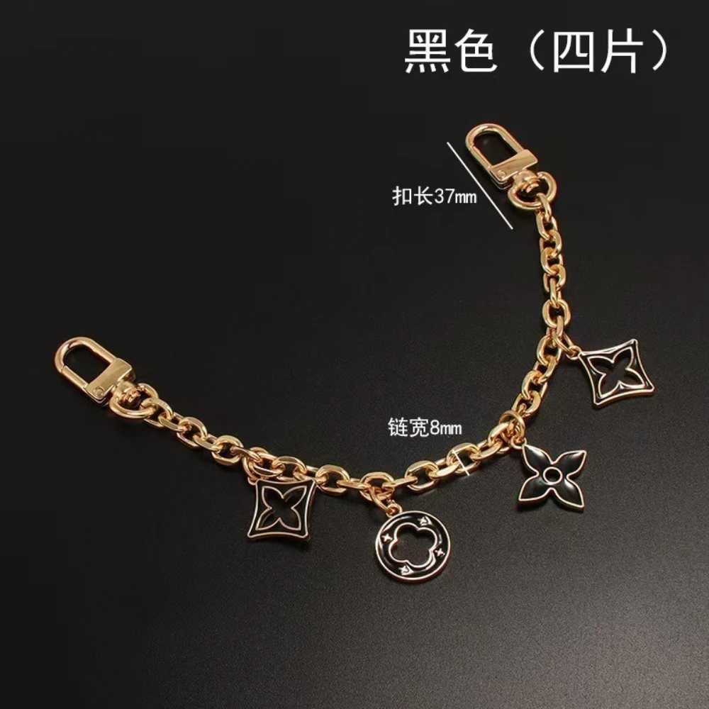 New cute little fragrant style bag with hanging chain decoration chain metal strap black and white strapT251127