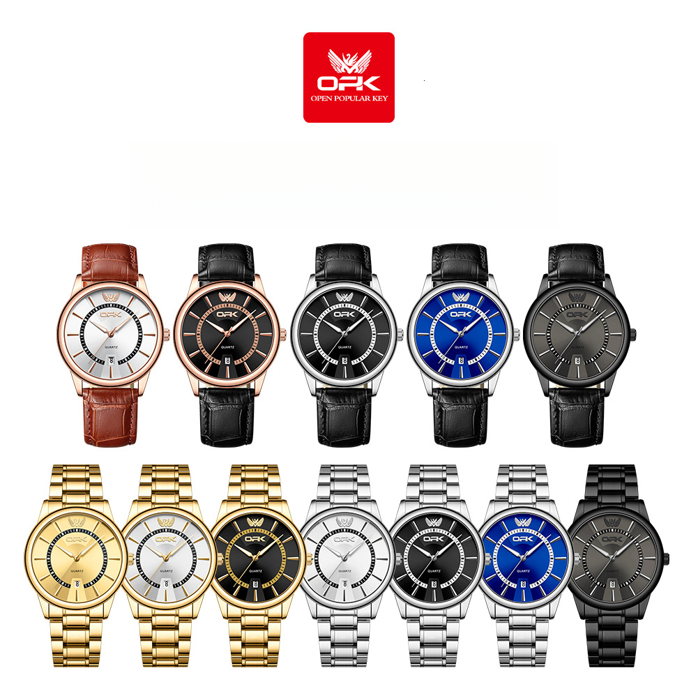 OPK Free Shipping New Designer Watch Manufacturer Wholesale Cross-border Hot Selling Single Calendar Waterproof Quartz Watch Luminous Men's Watch Men's Watch