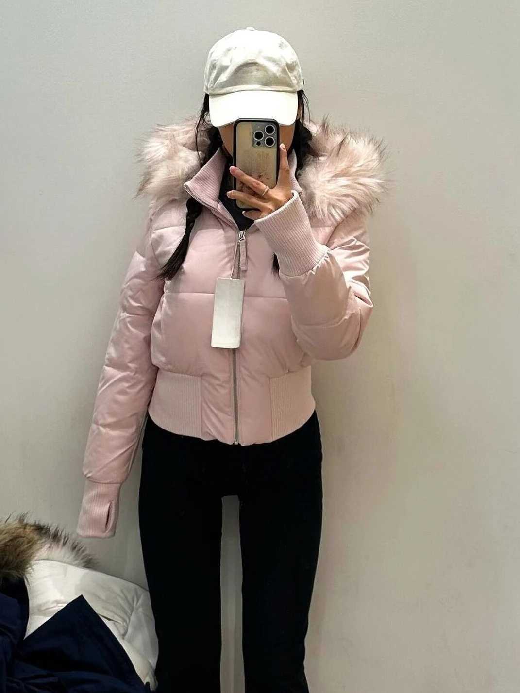 American Retro Fur Collar Hooded Short Puffer Jacket Winter New Slim Versatile Thick Warm Coat Womens Casual Wear 2025 FashionXJ251127