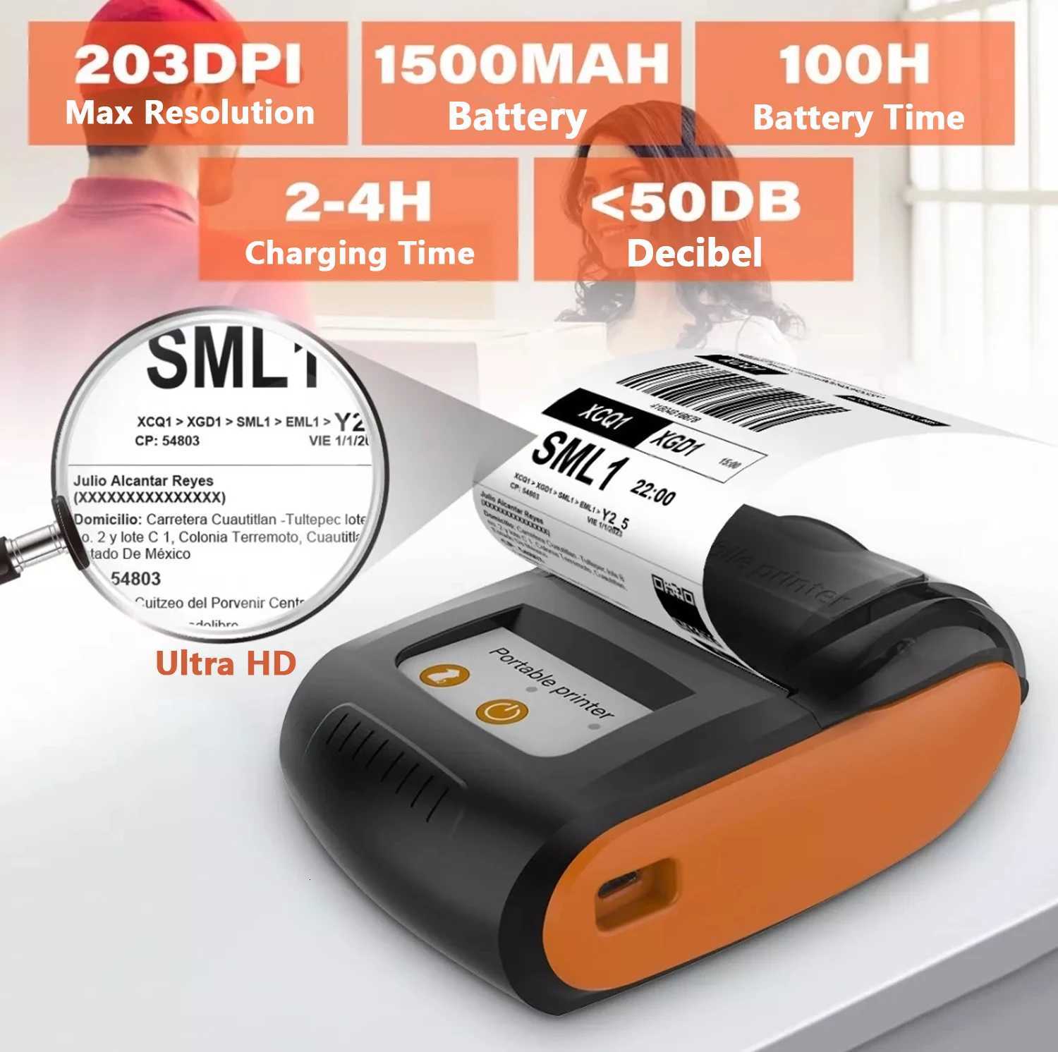 58MM Mini Thermal Receipt Printer Wireless Mobile Ticket Bill POS Printer For Small Business For Android IOS Windows H251127