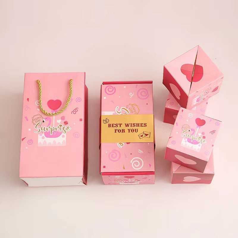 TikTok Same Style Surprise Pop-up Red Envelope Box Gift Box Qixi Festival Red Envelope Valentines Day Gift Folding Pop-up Box H251127