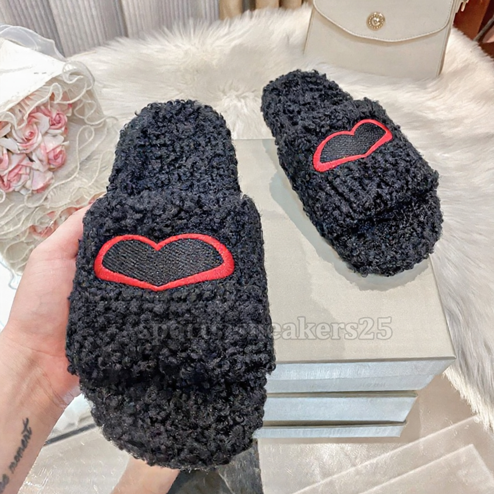 designer slides for women sandals slippers sliders slipper black white pink Plush Winter home outdoor shoes