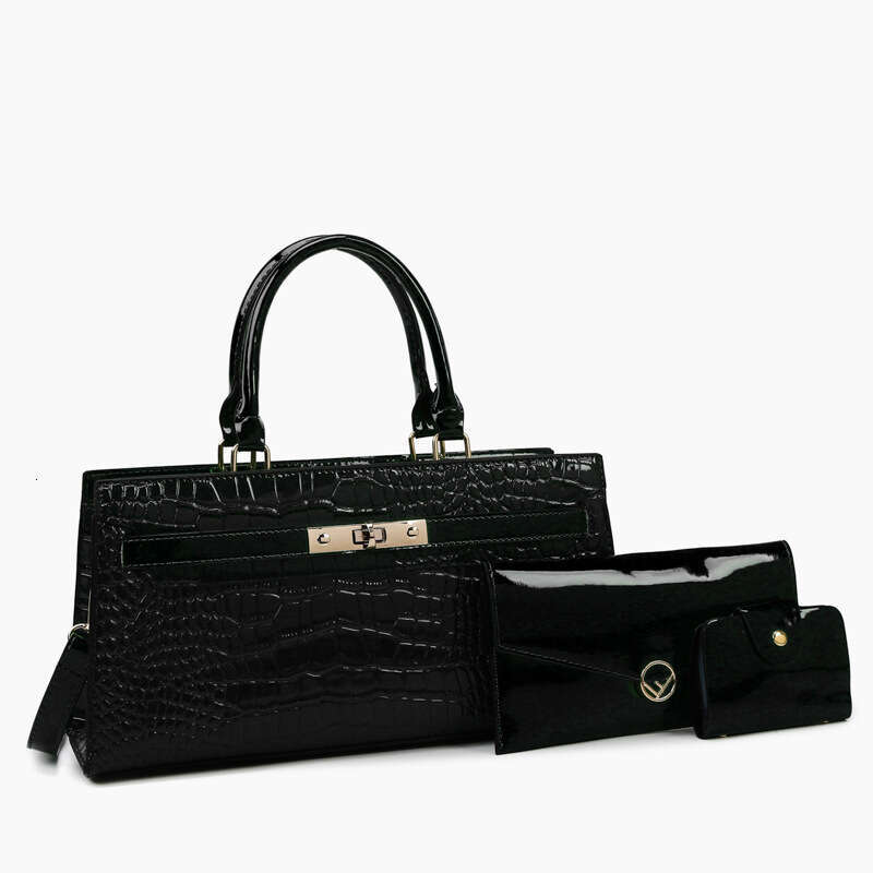2023 New Urban Simple Crocodile Pattern Fashion Three Piece Set PU Handheld Mother for Single Shoulder Crossbody Women's Bag