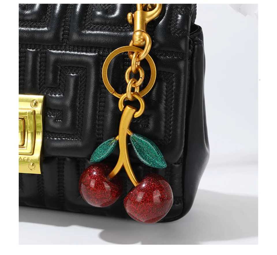 Trendy Red Cherry Pendant Keychain for Women Cute Bag Decorations Multifunctional Jewelry Car Key Accessories Charm Keyring GiftT251127