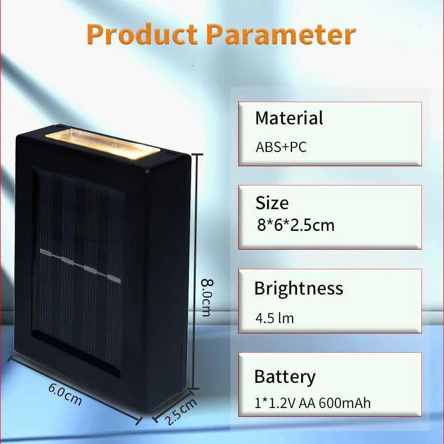 Solar Wall Lamp Outdoor Solar Wall Washer Light Waterproof Up and Down Luminous Lighting For Garden Yard Street Landscape DecorM251127