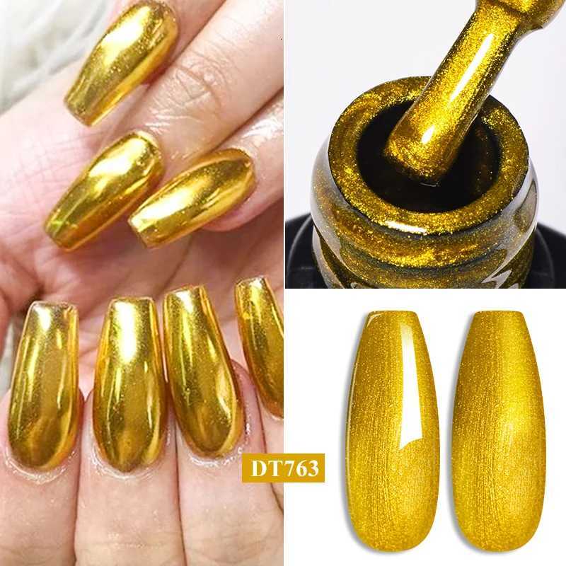 MEET ACROSS 7ml Red Metallic Gel Nail Polish Gold Silver Mirror Nail Art Varnish Glitter Sparkly Semi Permanent Soak Off UV GelT251127