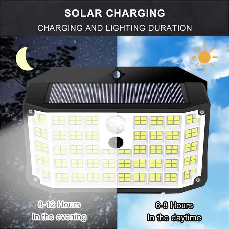 1 piece of super bright solar outdoor wall light smart light 176 LEDs with sensor floodlight 3 lighting modes safety light sM251127