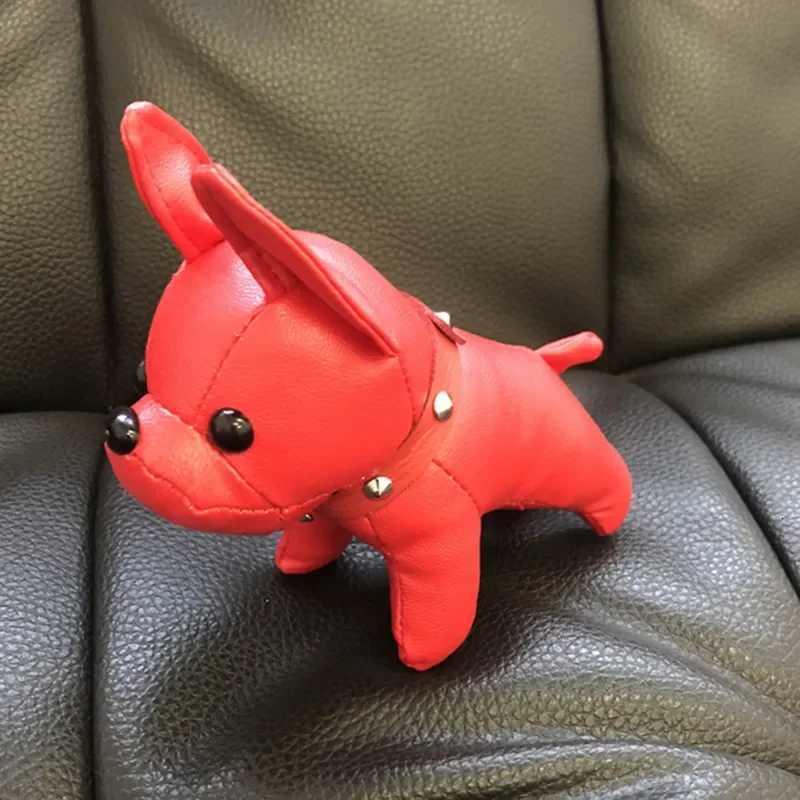 10cm Bulldog Keychain Pu Leather Animal Dog Keyring Holder Bag Charm Trinket Chaveiros Bulldog Bag AccessoriesT251127