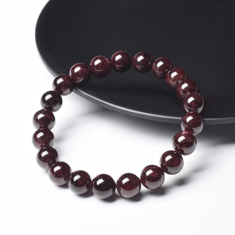 Natural Garnets Red Gemstone Round Stone Beads 6mm 8mm Rhodolite Crystal Elastic for Women Men Quality Jewelry C251105