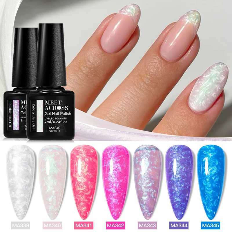 MEET ACROSS 7ml Thread Shell Rubber Base Gel 2 IN 1 Function Gel For Nails Soak Off UV LED Nail Art Gel Varnish ManicureT251127