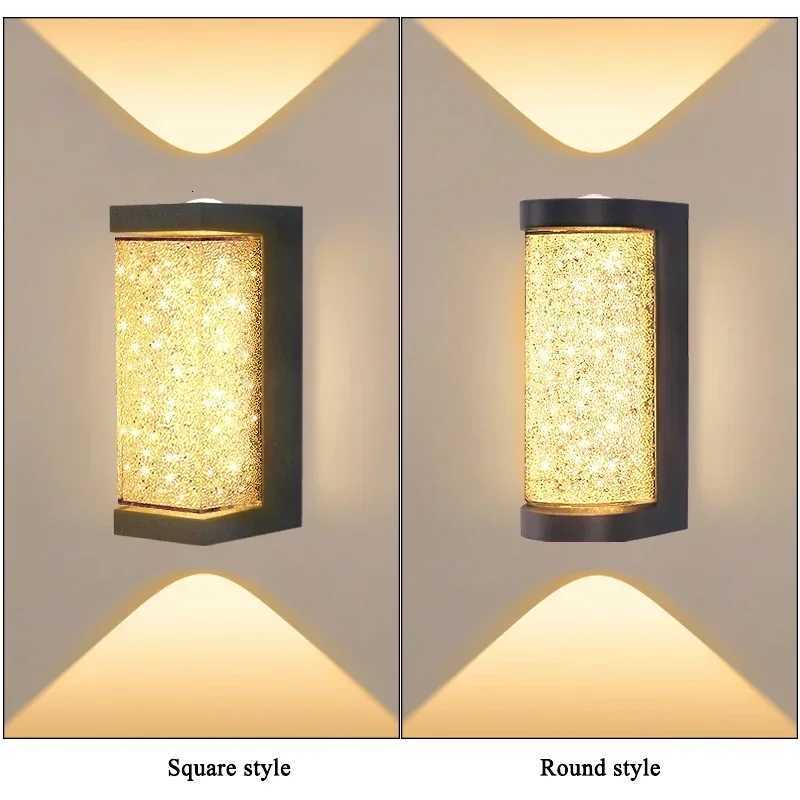 Modern Outdoor Crystal LED Wall Lamp Crystal Bedside Lighting Porch Light Waterproof Wall Sconce Doorway Garden Home DecorM251127