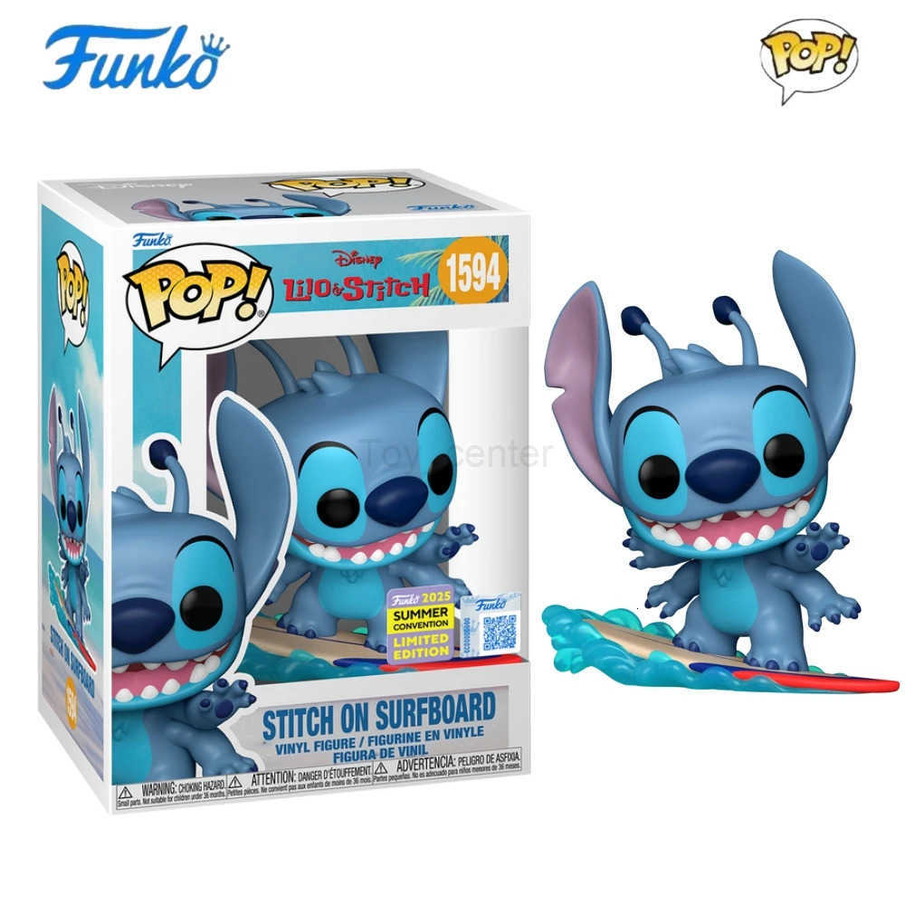 Disney Stitch on Surfboard 1594 FUNKO POP 2025 Summer Convention Figure Lilo Stitch Collectible Limited Edition Toy Gift H251127