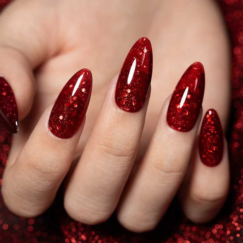 75ml Red Glitter Gel Nail Polish Crystal Semi Permanent Soak Off UV Gel Varnish Nail Art Manicure Base Matte Top Coat VernisT251127