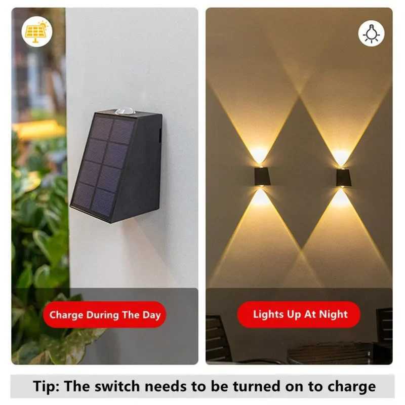 LED Outdoor Solar Wall Light Up And Down Luminous Garden Lamp Villa Courtyard Porch Street Decorative Lighting Wall Washer LightM251127