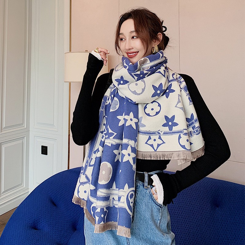 New Design Scarf - European and American autumn and winter New Warm Scarf, versatile for women in winter, faux cashmere thickened chain scarf shawl fr
