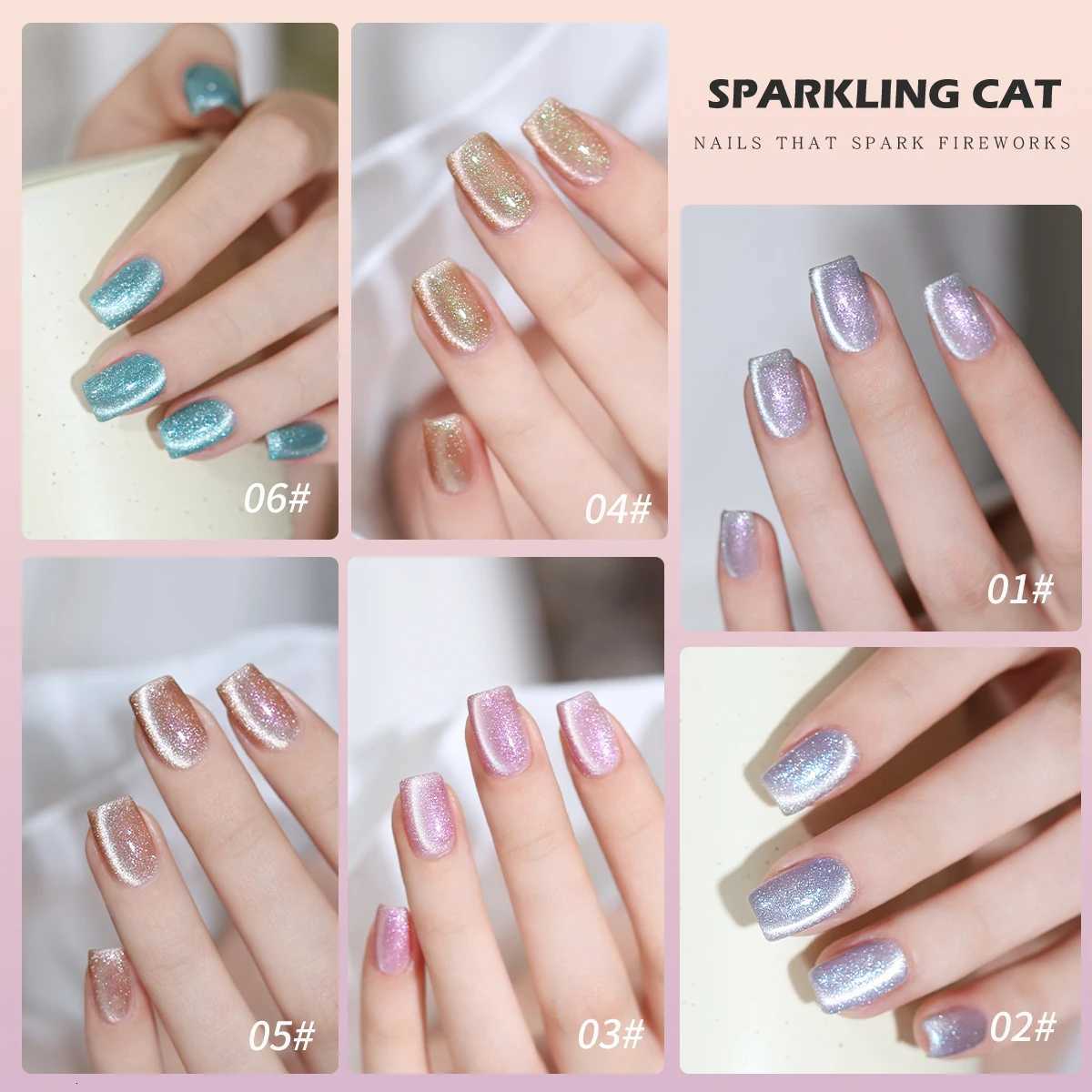 XEIJAYI 6pcs 15ml Sparkling Cat Eye Nail Gel Polish set Semi Permanent Nail Art Soaking UV LED Nail Salon DIY Nail Salon GelT251127