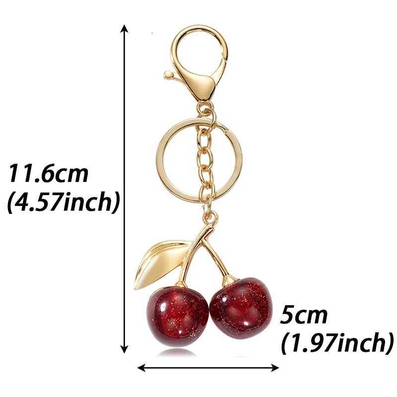 Ladies Simple Glitter Cherry Bag Pendant Keychain - Resin Material Lobster Buckle Handbag Backpack Decorative AccessoriesT251127