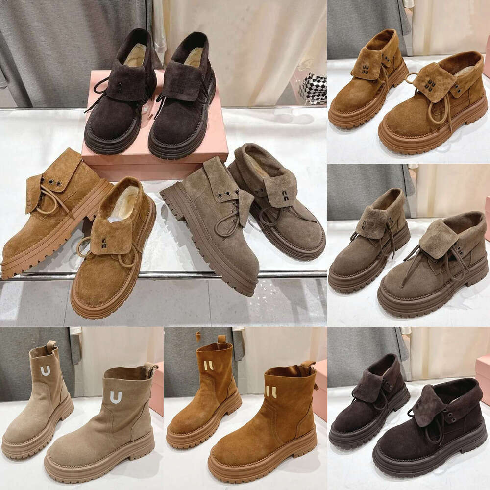 Designer shoe women luxury winter boot Suede warm Drawstring Shearling Lining Platform High-top Martin Boots Fashion Knight boots booties Snow Boots Casual Shoes