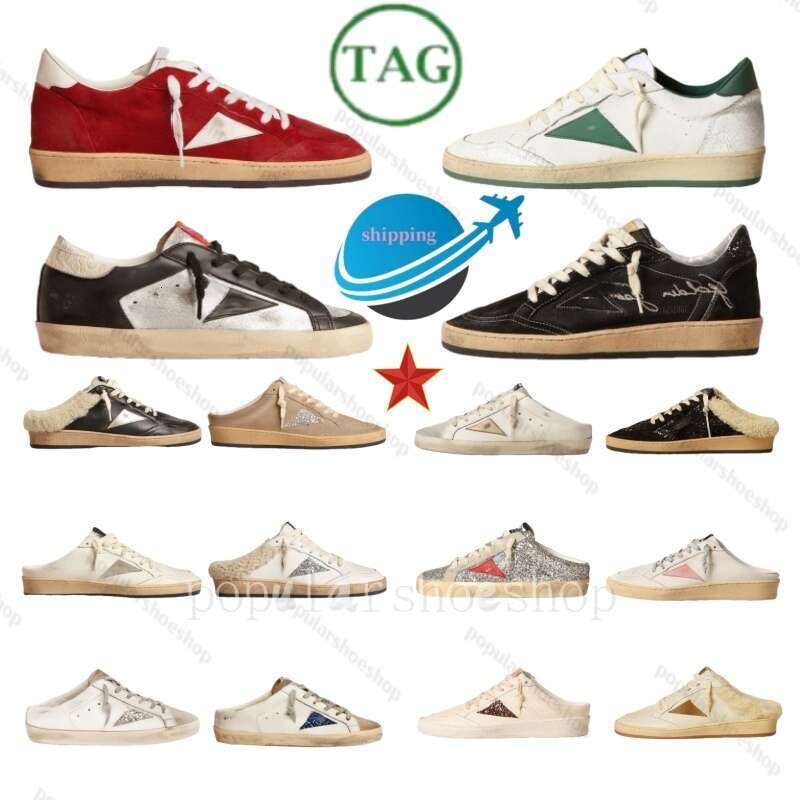 2025 New Designer Loafers Sneakers Super-star S Shoes Summer Slippers Leather Italy Dirty Old Shoe Brand Women Men Black White Ball Casual Star Trainers TOP One 35-45