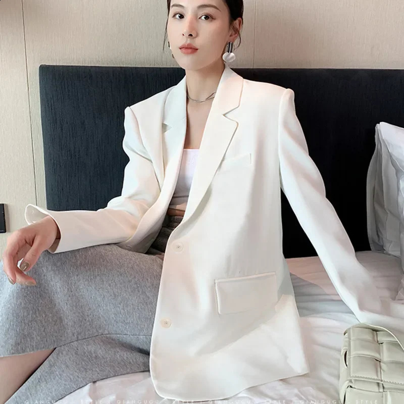 White suit jacket womens Korean version loose online celebrity casual professional fashion mini suit jacket 250427