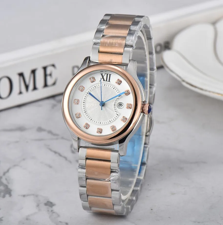 Luxury Fashion Women Watches Quartz Movement Silver Gold Dress Watch Lady Stainless Steel Case Original Clasp Analog Casual Wristwatch