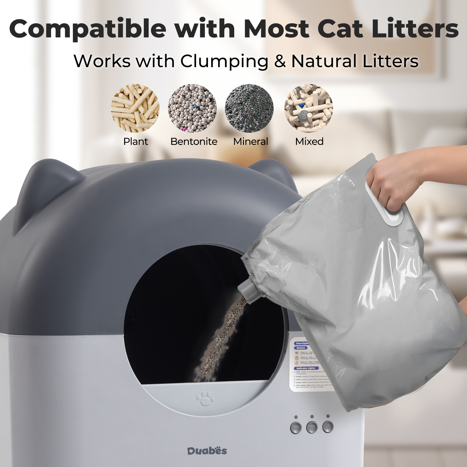 Self Cleaning Cat Litter Box: Extra Large Automatic Litter Box for Multiple Cats, Odor-Free, App-Controlled, Ambient Light Waste Disposal