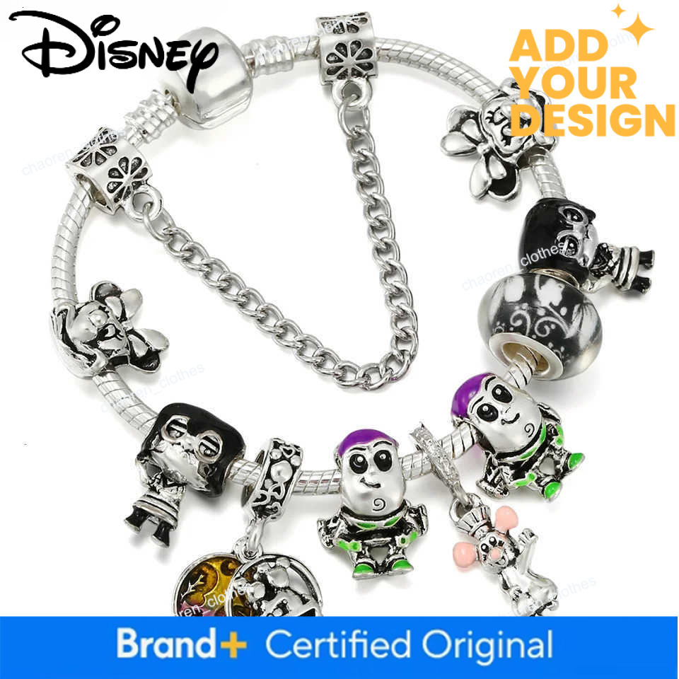 Disney 100th Anniversary Stitch Princess Pumpkin Cart Mickey Minnie Figure Model Dumbo Charm Beads Fit Bracelets Anime Jewelry Accessory W20250716