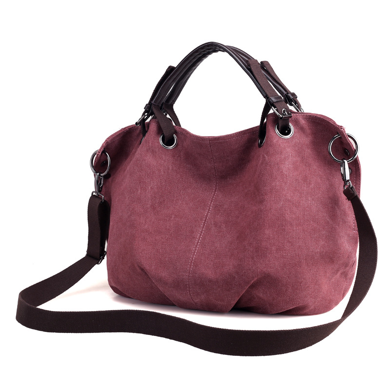 Wholesale European and American canvas bags women's large-capacity retro women's shoulder bags student tote large bags casual handbags