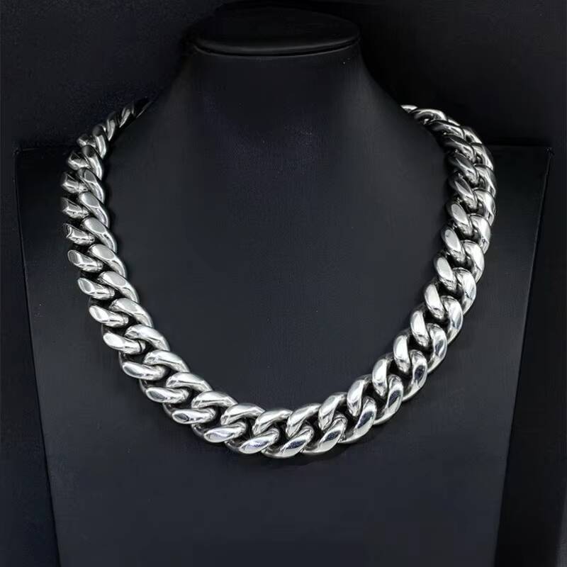 18mm 925 Solid Silver Hip Hop Jewelry Iced Out Moissanite Diamond Mosaic Setting Cuban Link Chain
