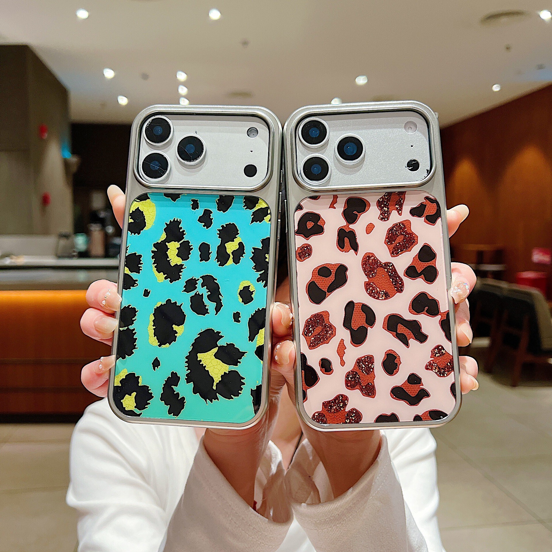 Leopard Phone Case iPhone 17 Pro Max Compatible with Apple 16/15 Pro Electroplated Edge Style