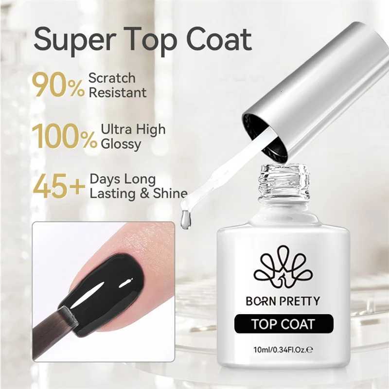 BORN PRETTY Super Top Coat and Base Gel Nail Polish for Gel Polish Semi-permanent Varnish Rubber Top Coat 10ml Nail SuppliesT251127