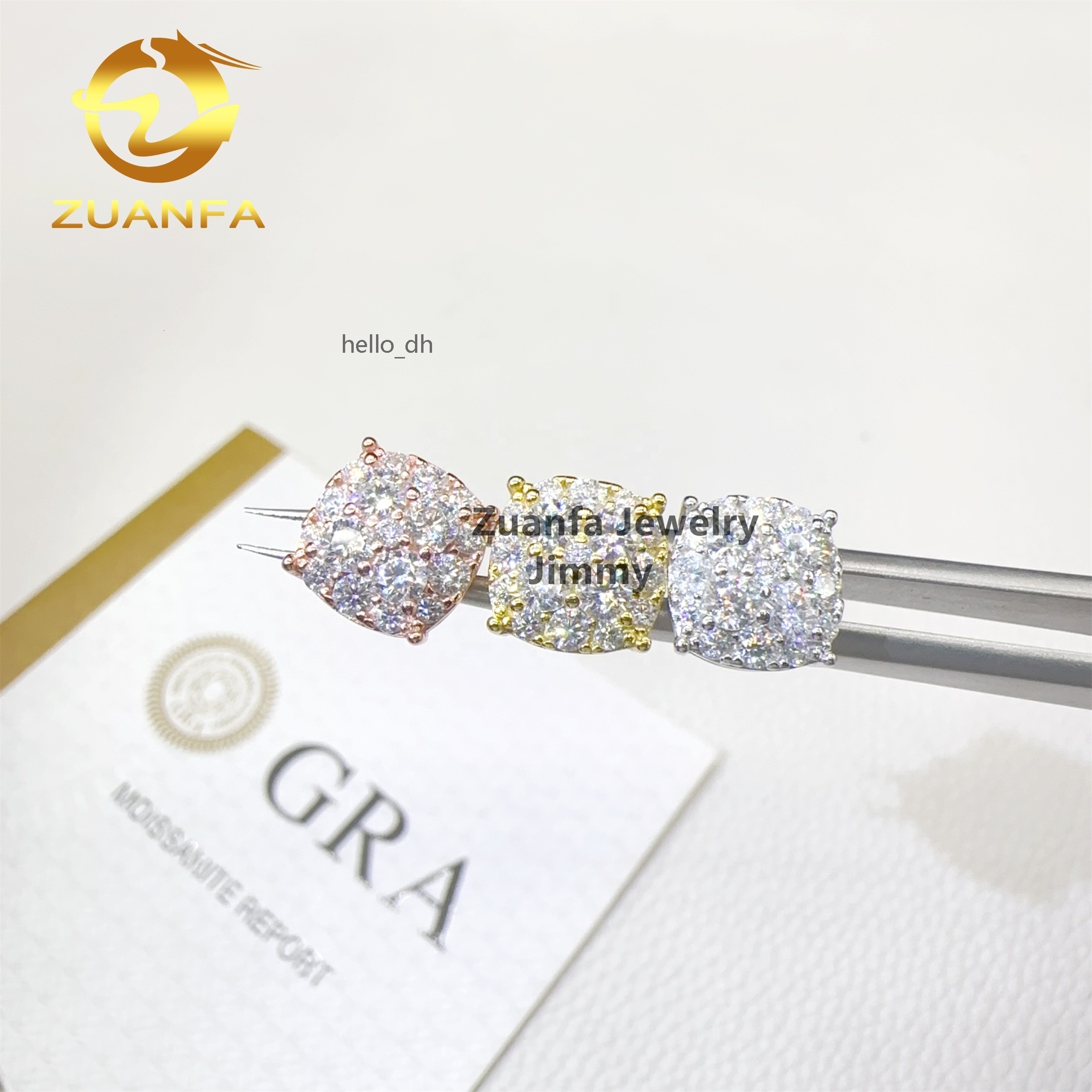 Fashion Earrings Jewelry Pass Diamond Tester Iced Out 925 Silver Flawless Moissanite Diamond Hip Hop Stud Earrings Man