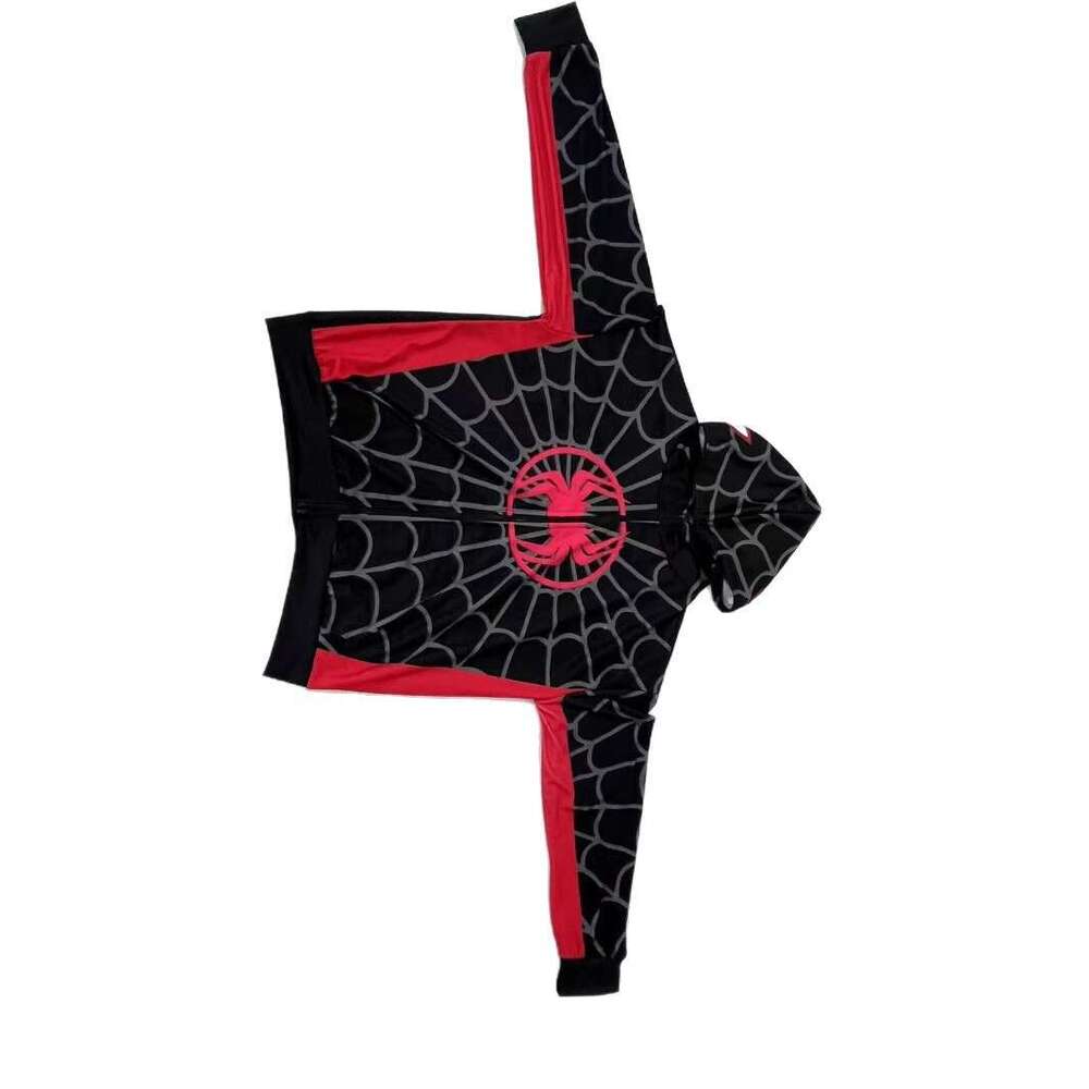 European and American Cross-Border New Gothic Dark Spider Print Hooded Cardigan Full Zip Loose Unisex Trendy Sweatshirt Jacket