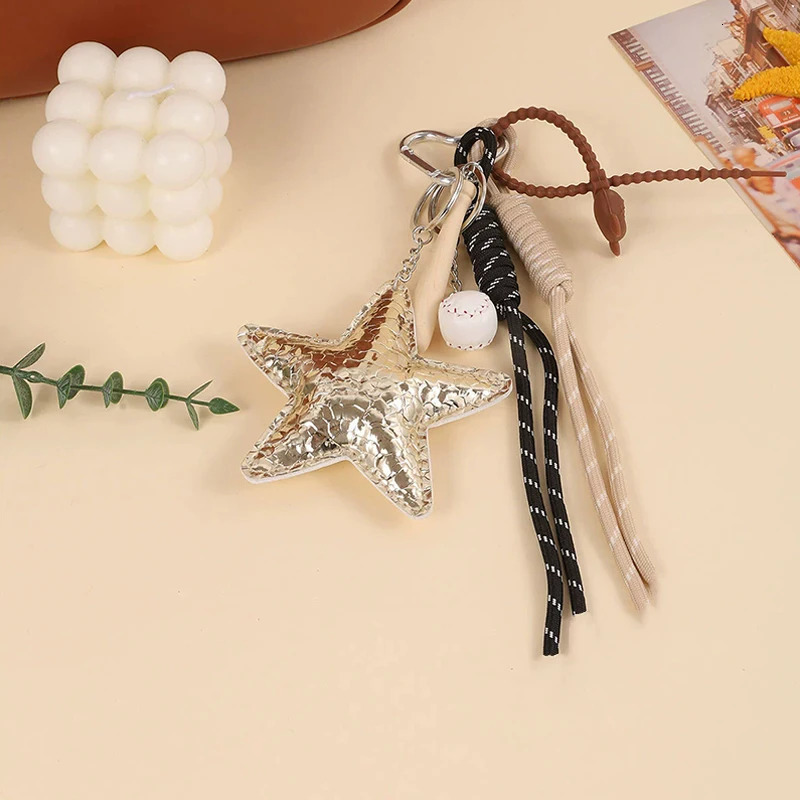 Leather Bag Premium Star Puppy Braid Rope Creative Print Versatile Keychain Pendant 251124 - view 4