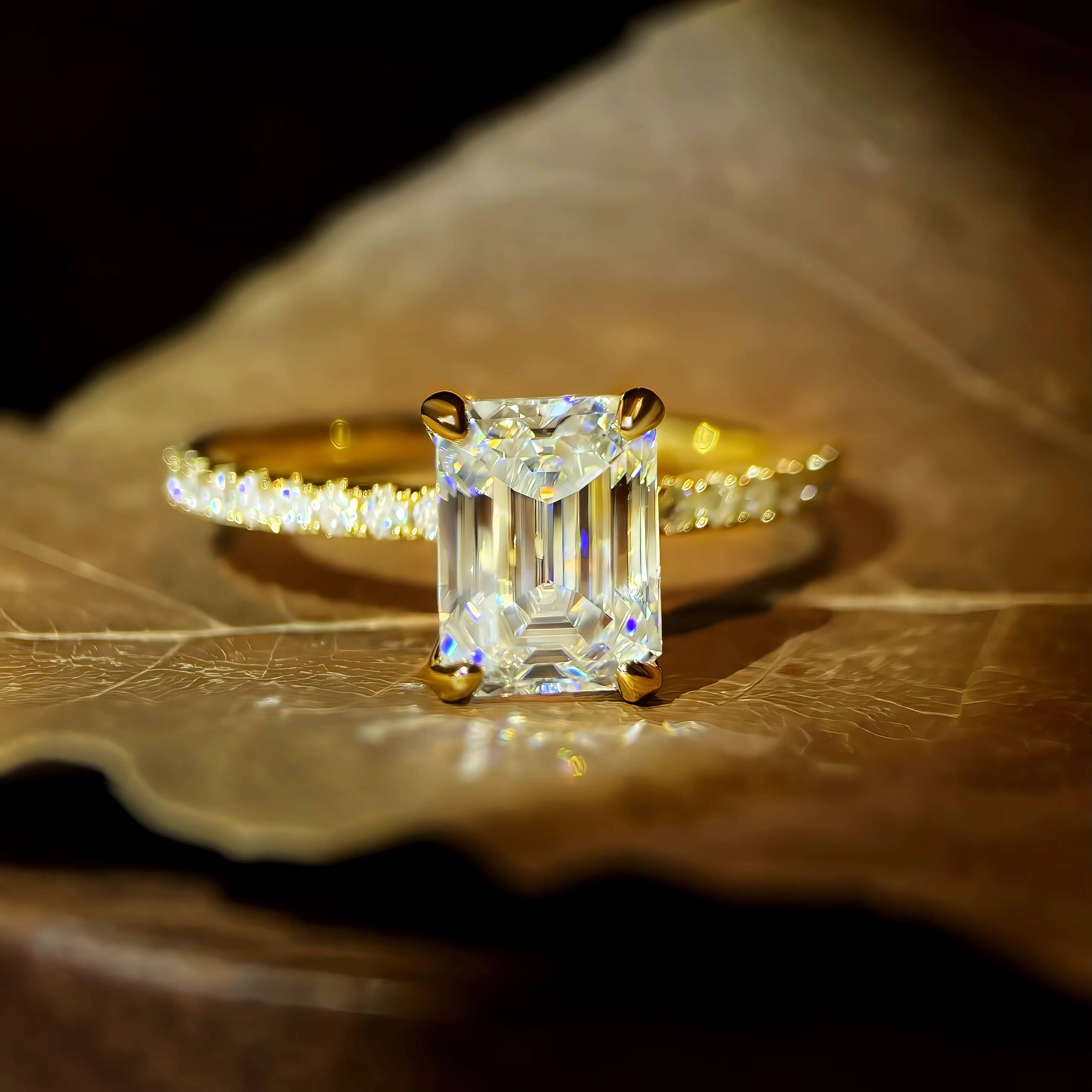 VVS D Moissanite Wedding Ring 18K Gold Plated Women Classic 925 Sterling Silver Engagement Ring Moissanite Diamond Wedding Ring