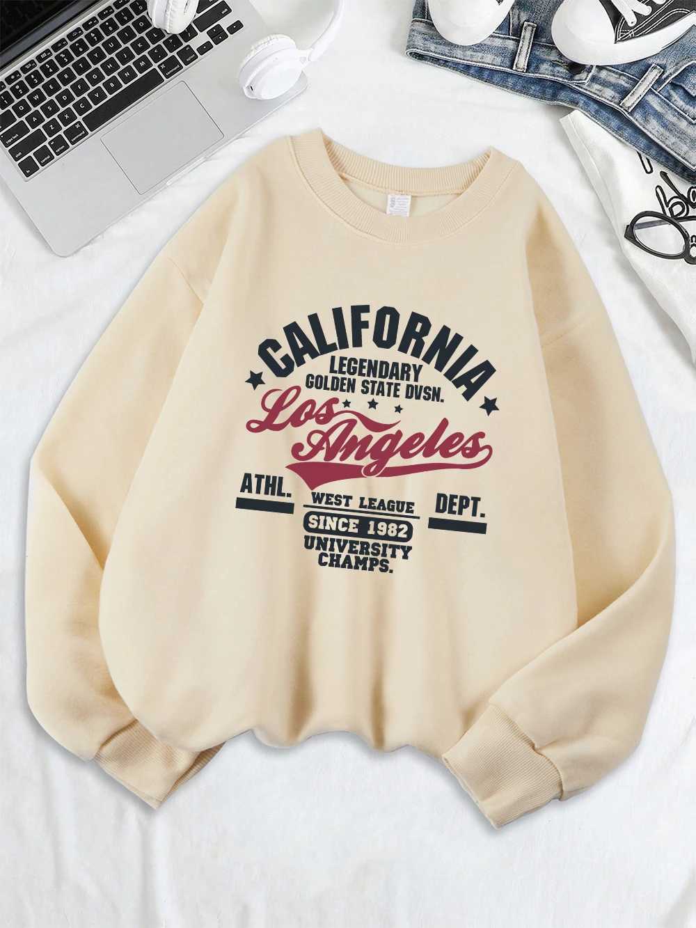 California Oakland Athletic Prints Sweatshirts Women Loose Comfortable Hoodies Fleece Warm Crewneck Tops Winter Sporty Clothes J251136