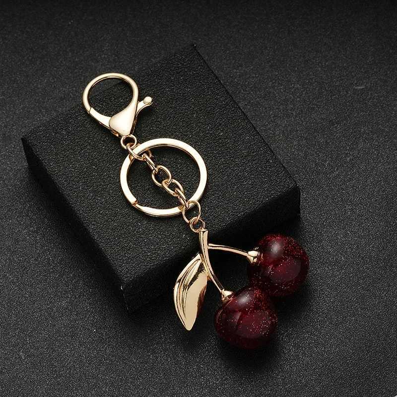 Ladies Simple Glitter Cherry Bag Pendant Keychain - Resin Material Lobster Buckle Handbag Backpack Decorative AccessoriesT251127