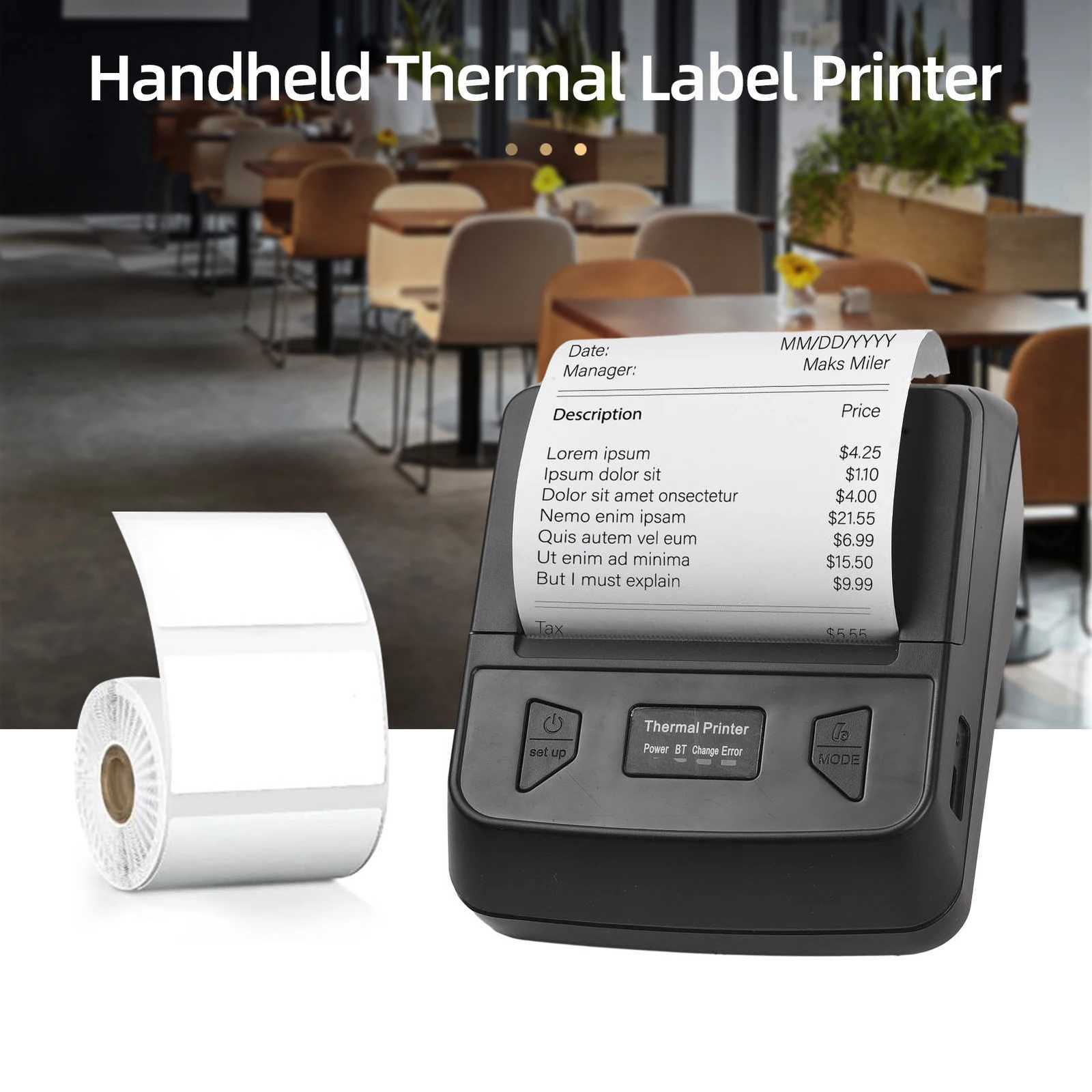 T380TS 80mm Receipt Label Printer Wireless BT Thermal Receipt Printer Mobile Bill Printer Cpatible with Android/iOS/Win System H251127