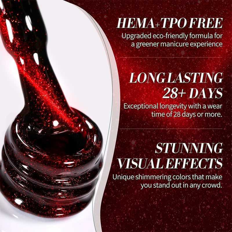 BORN PRETTY 10ml Red Glass Bead Cat Magnetic Gel Ultra Shine Semi Permanent Soak Off UV Gel Christmas Manicure Nail Art VarnishT251127