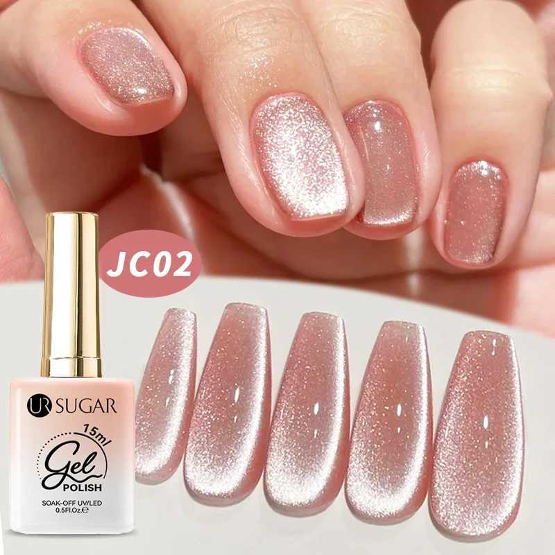 UR SUGAR 15ml Jelly Pink Cat Magnetic Gel Nail Polish Glitter ICE Soak Off Ceramic UV Gel Semi-permanent Nail Supplies ManicureT251127